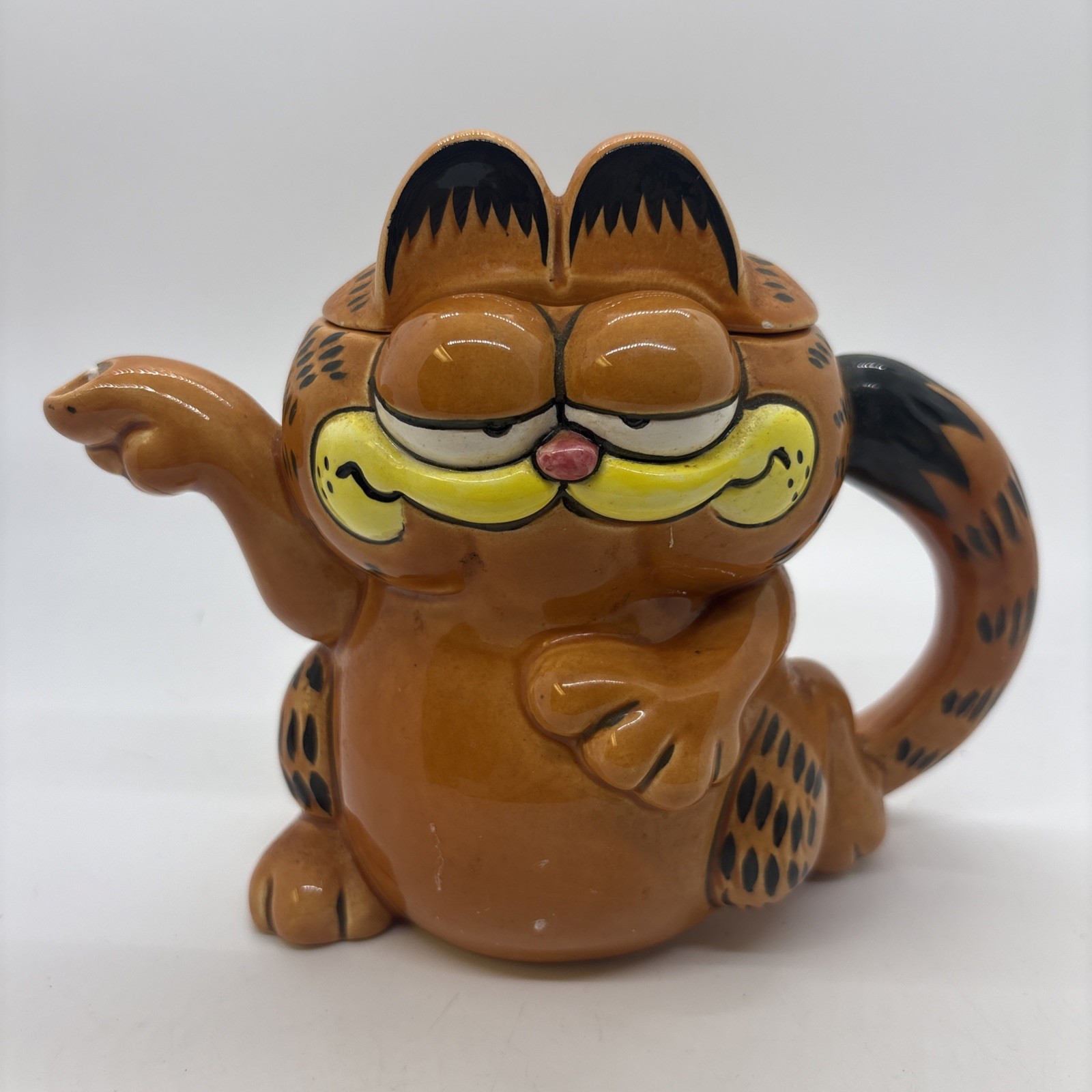 VTG Enesco Ceramic Garfield Tea Pot I\'m a Little Teapot Short Stout - Chips READ