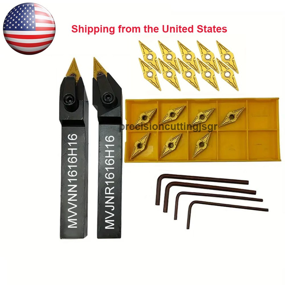 2PCS 16mm LONG MVVNN MVJNR Lathe Turning Holder + 20* VNMG160404 Carbide Inserts