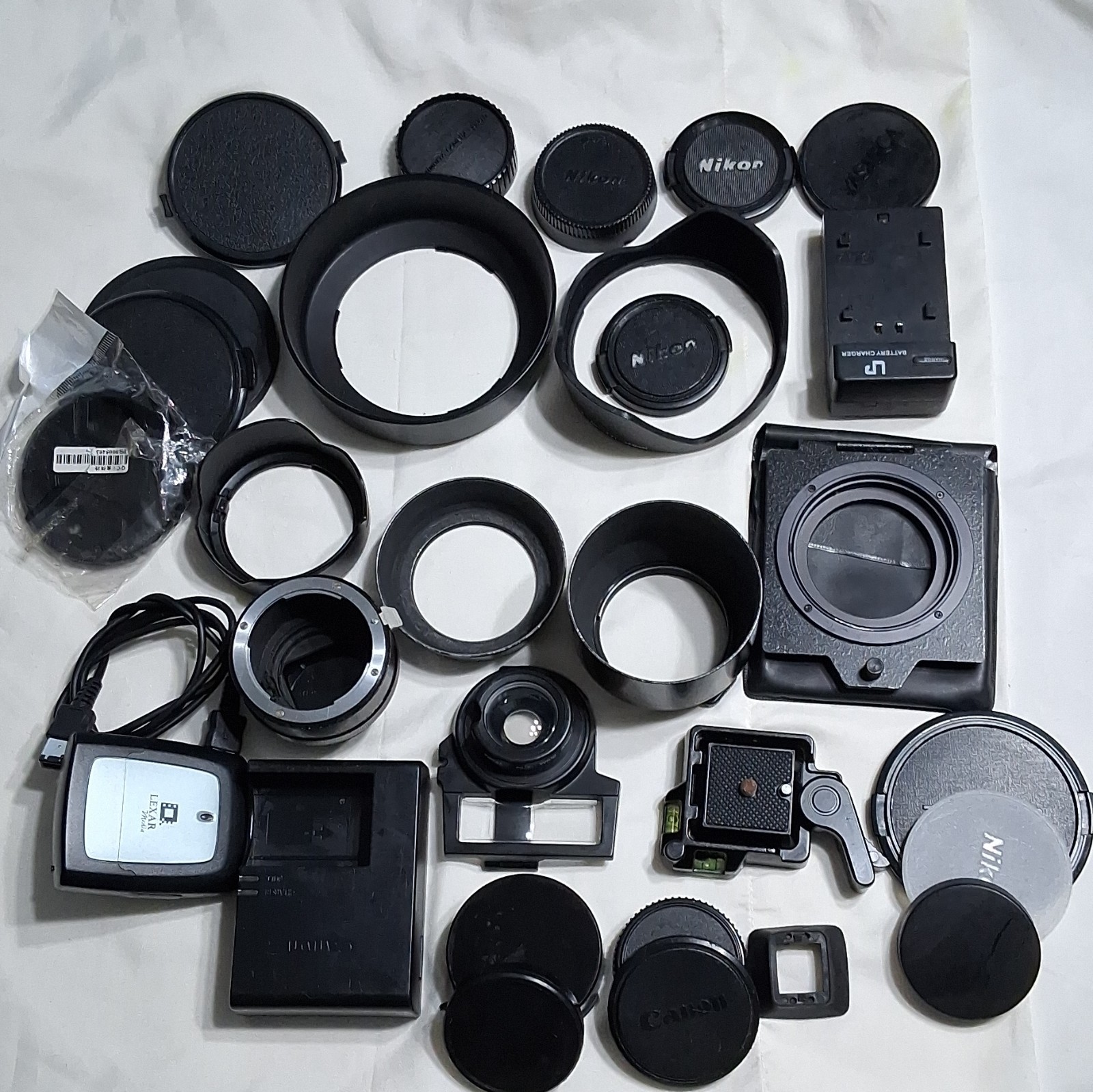 VTG Metal NIKON Lens Hood HS-8 plus others, chargers, lens caps, BIG LOT HERE VTG Metal NIKON Lens Hood HS-8 plus others, chargers, lens caps, BIG LOT HERE