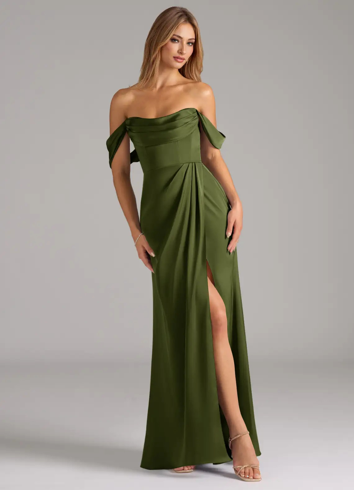Azazie Johana - Mermaid Off the Shoulder Stretch Satin Convertible Dress