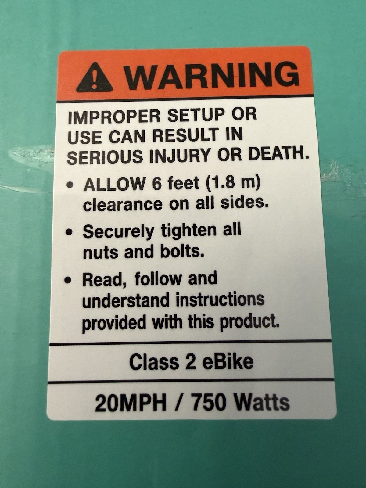 OEM Style Class 2 eBike / 750 Watt Sticker OEM Style Class 2 eBike / 750 Watt Sticker