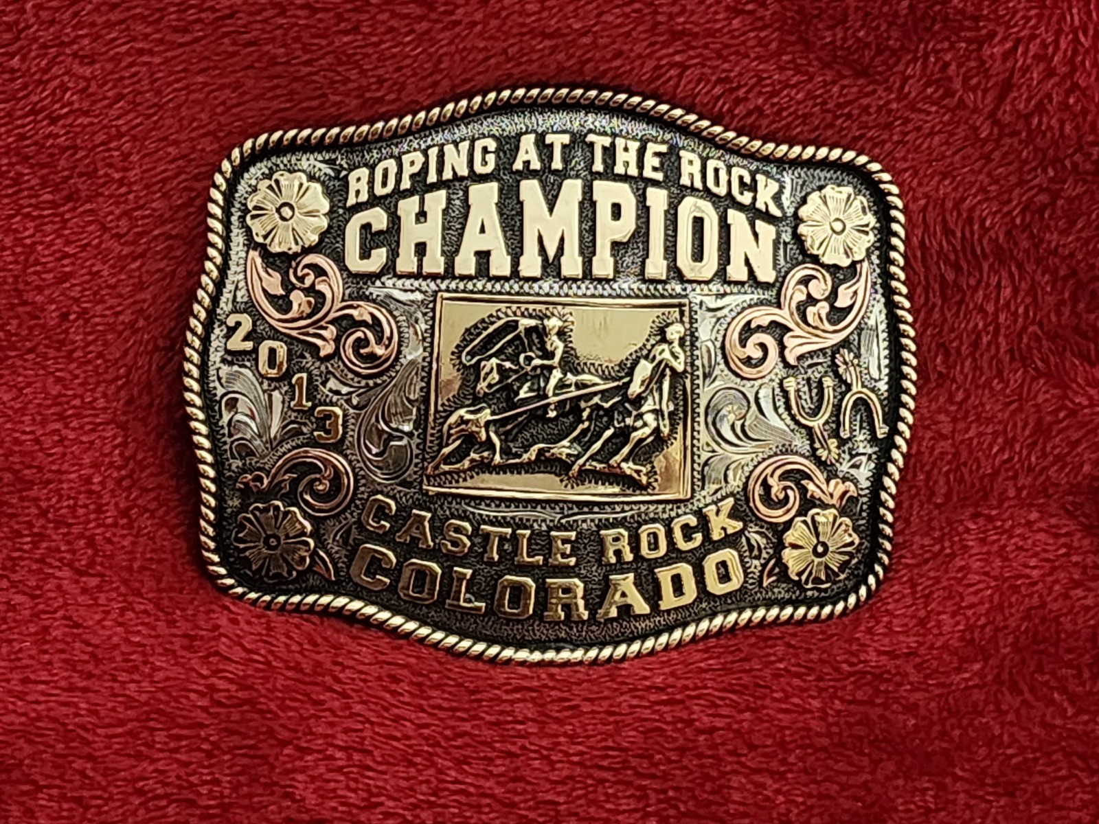 Rodeo☆2013☆Team Roping X~Treme Champion Trophy Buckle☆Castle Rock Co.☆Rare☆R48