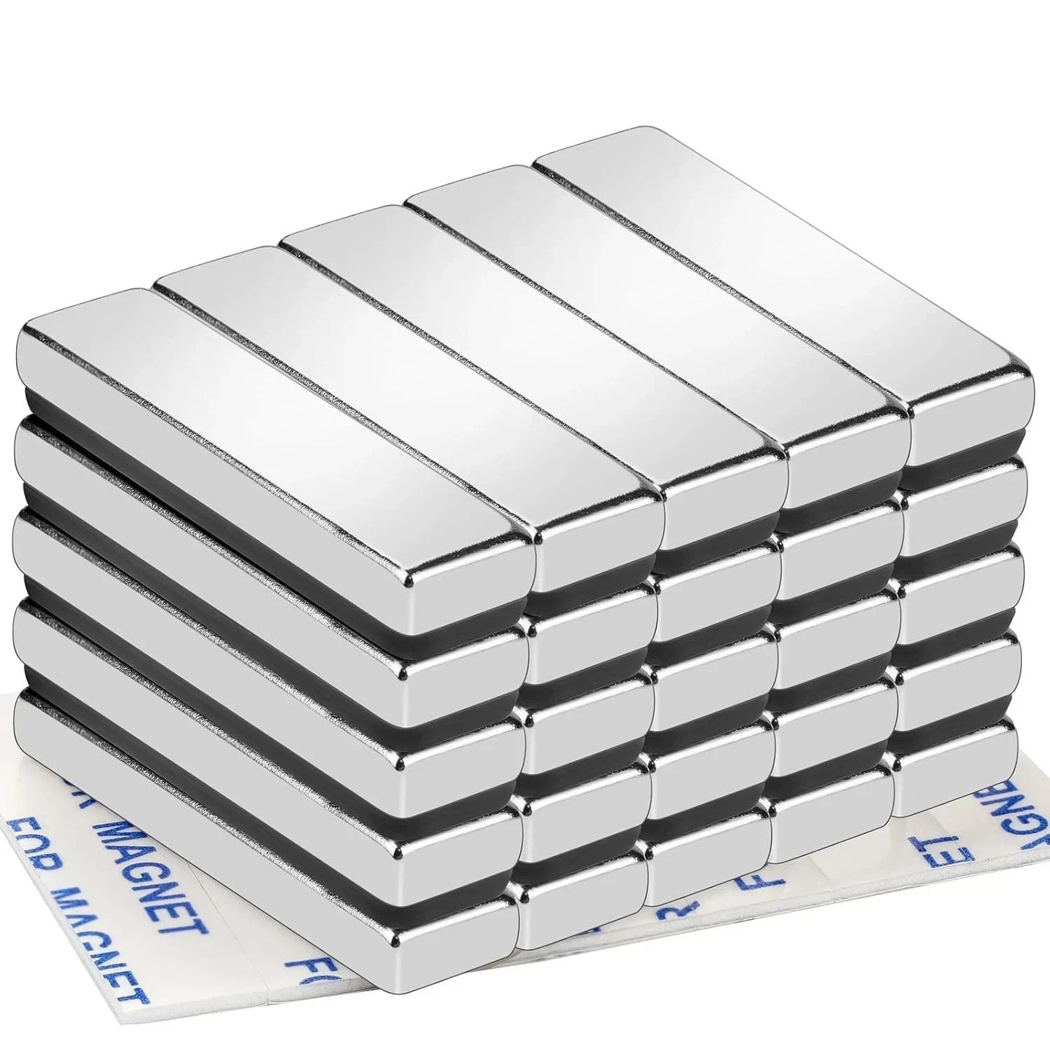 TRYMAG 25 Pack Super Strong Neodymium Magnets, Heavy Duty 40x10x5mm, Silver TRYMAG 25 Pack Super Strong Neodymium Magnets, Heavy Duty 40x10x5mm, Silver