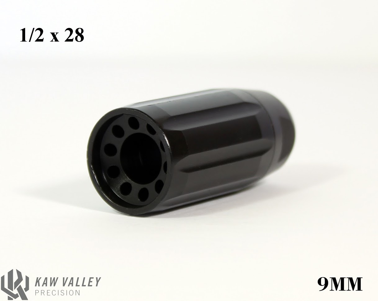 Kaw Valley Precision 9MM 1/2x28 Black Linear Comp Kaw Valley Precision 9MM 1/2x28 Black Linear Comp