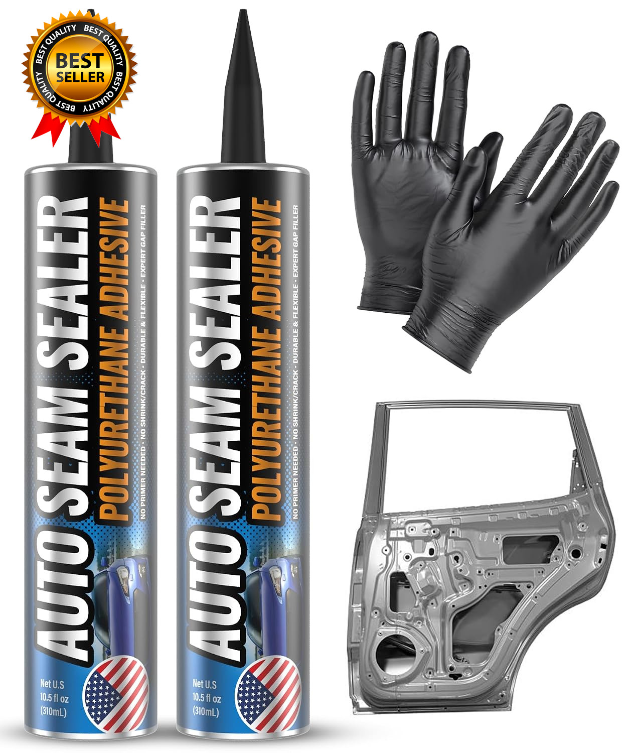 Black 2Pack Professional Automotive Seam Sealer Paintable Quick-Set Polyurethane