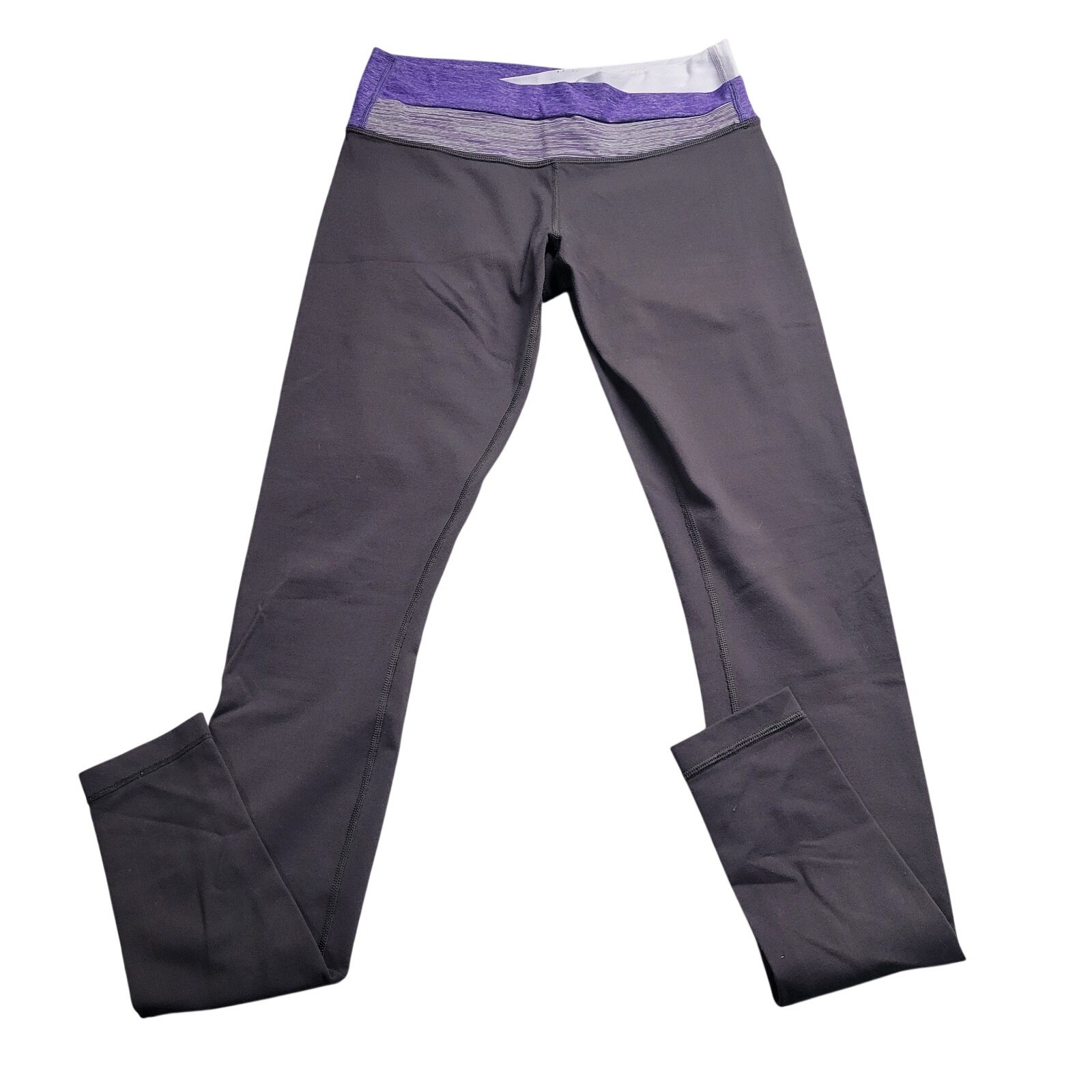 Lululemon Wunder Under Leggings Grey Purple Crossover Waistband Size 6 Yoga Pant Lululemon Wunder Under Leggings Grey Purple Crossover Waistband Size 6 Yoga Pant