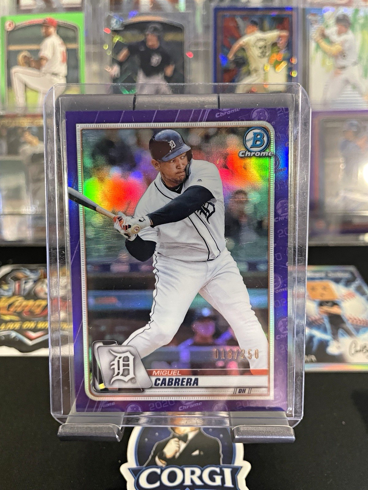 Topps 2020 Bowman Chrome Miguel Cabrera #86 Detroit Tigers Purple Refractor/250
