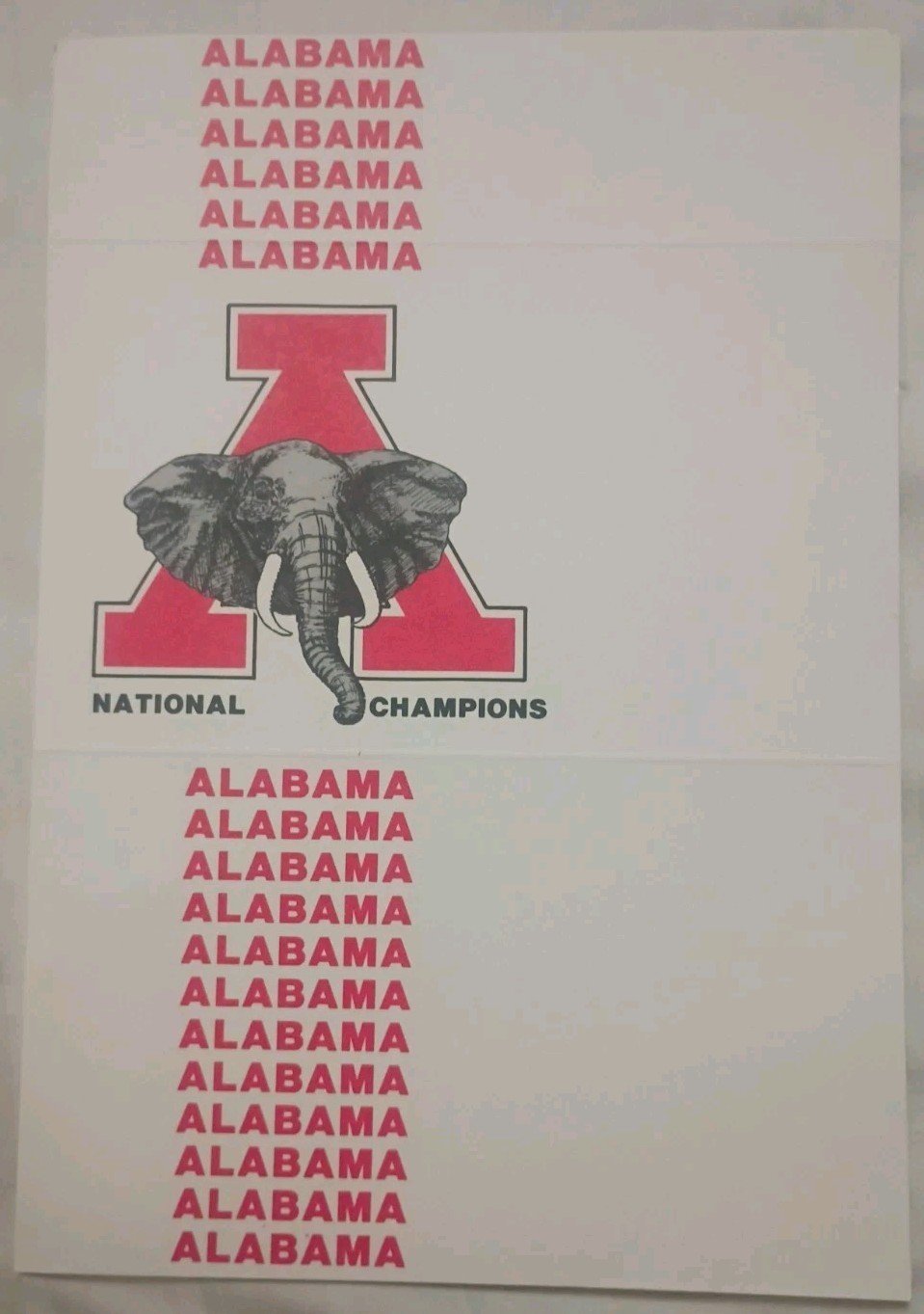VTG University of Alabama National Champions Stationary 9 total 1978 VTG University of Alabama National Champions Stationary 9 total 1978