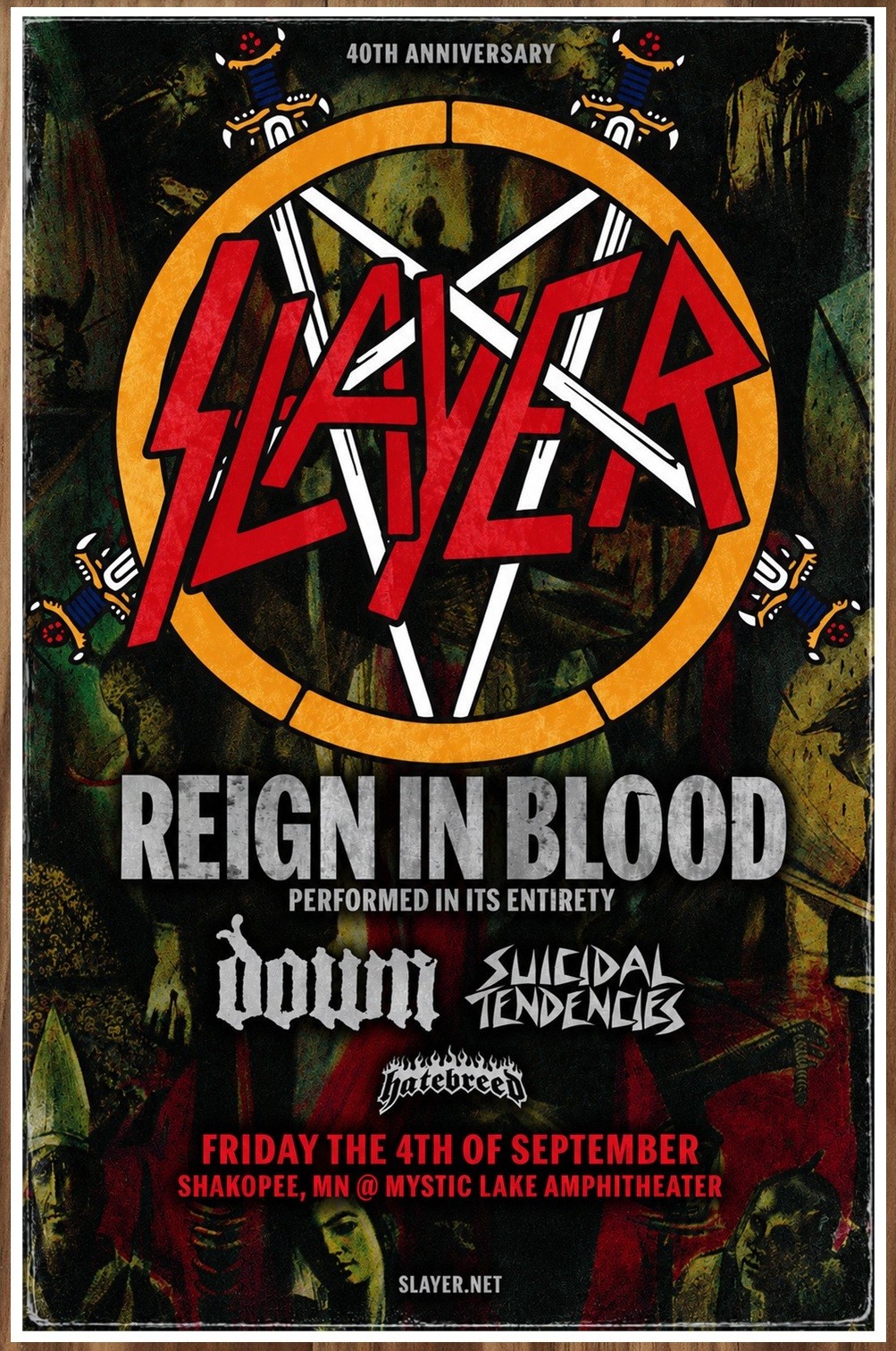 SLAYER Reign In Blood 40th Anniversary 2026 Ltd Ed New RARE Poster Display DOWN