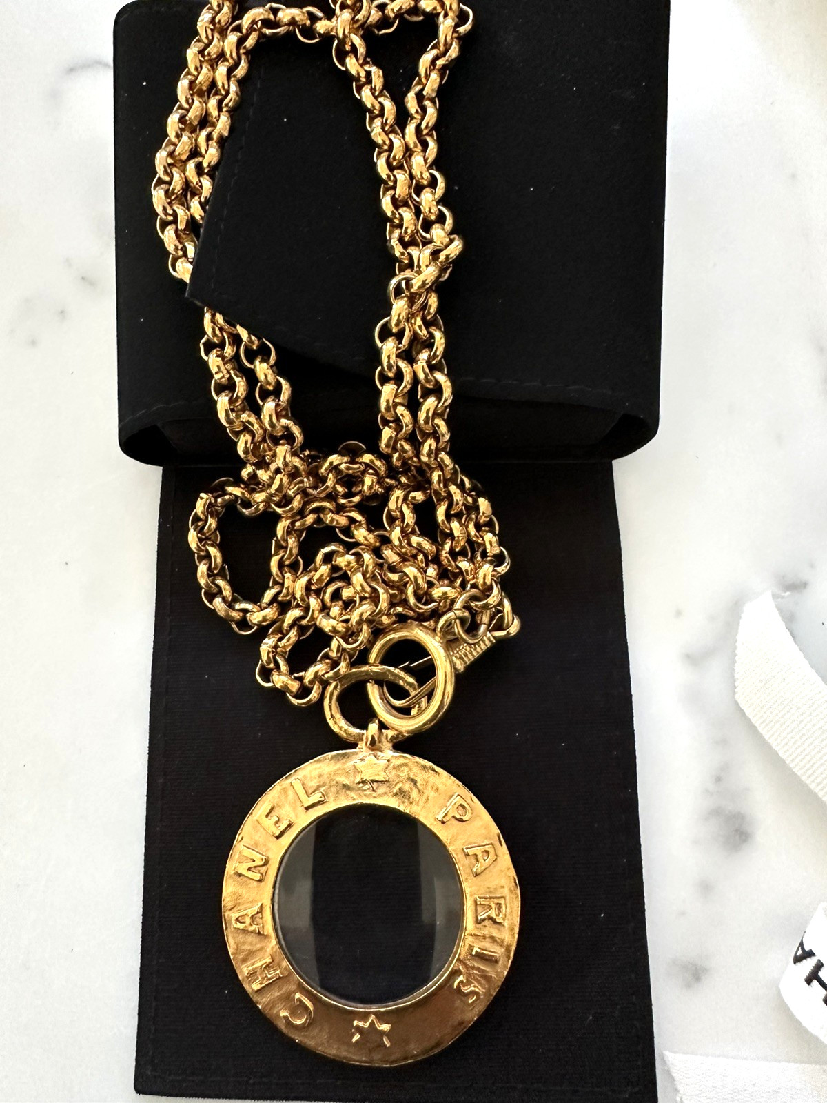 CHANEL Magnifying Glass Pendant Necklace Vintage 1990-1992 Collection 28