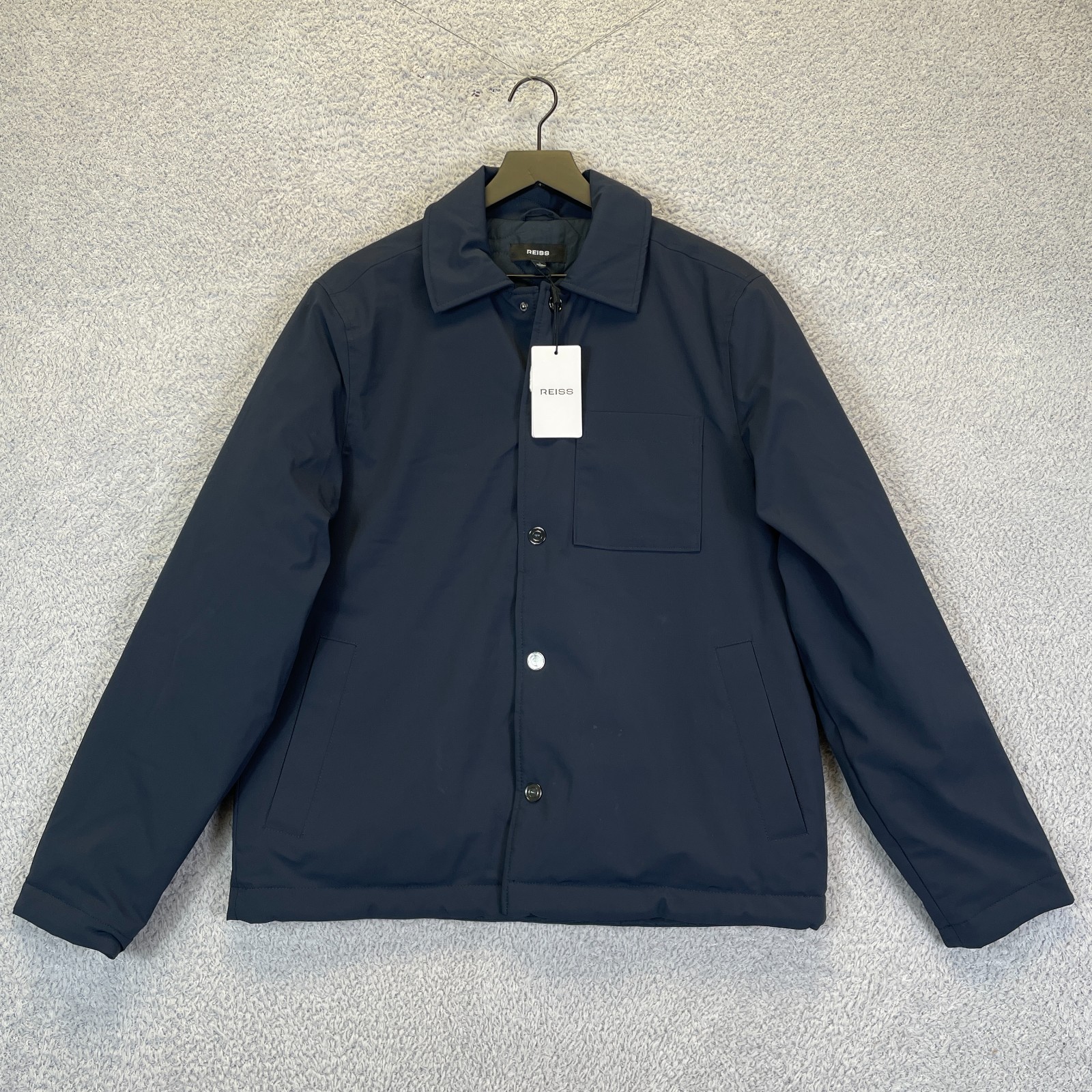 Reiss Men\'s Parker Insulated Overshirt Jacket Size Small Navy Blue New NWT