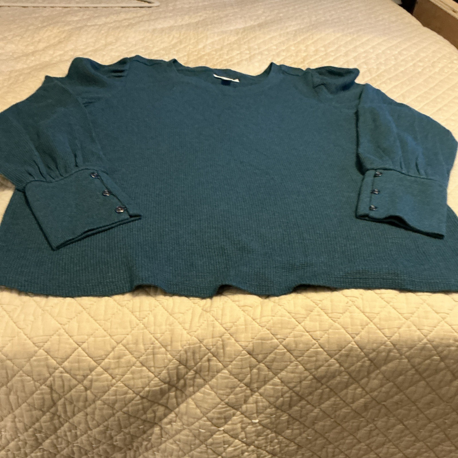 J. Jill Women’s Regular M Blue Solid Knit Crew Neck Long Sleeve Pullover Top