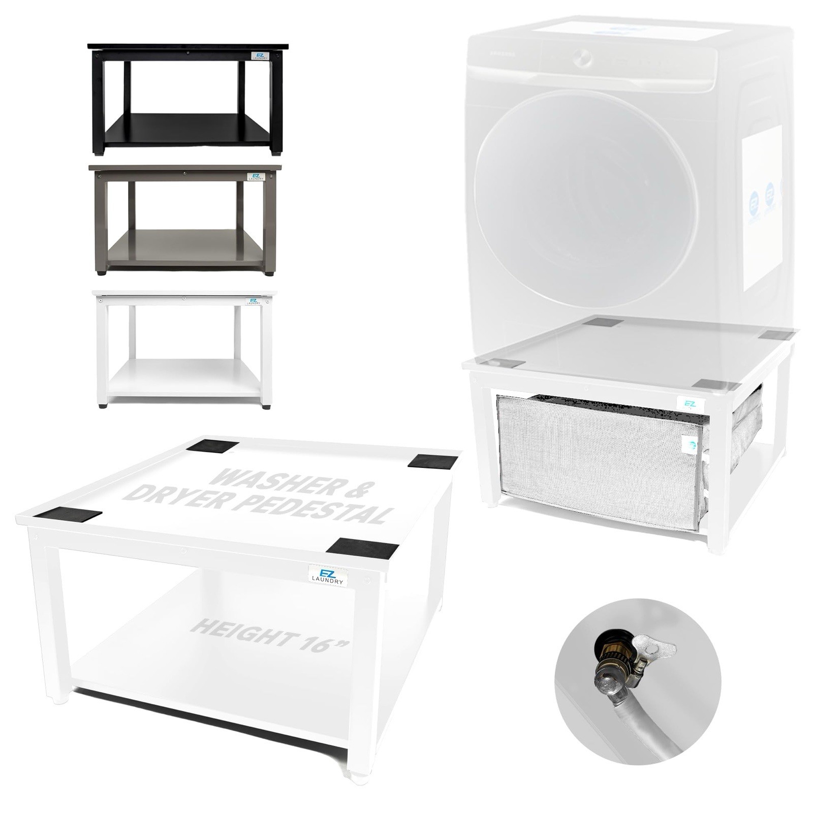 EZ Laundry Universal White Pedestal 29” Wide for LG Samsung GE Washer And Dryers