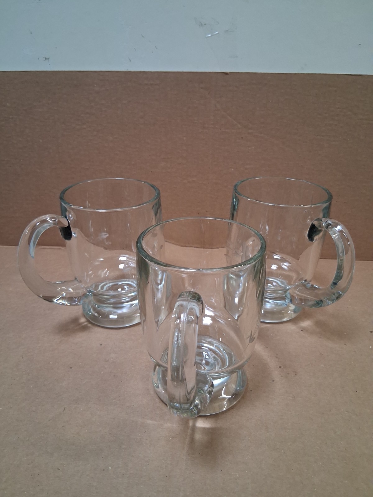 3 Princess House Heritage Large Footed Coffee Cup, Thick Heavy Glass 16 oz NICE