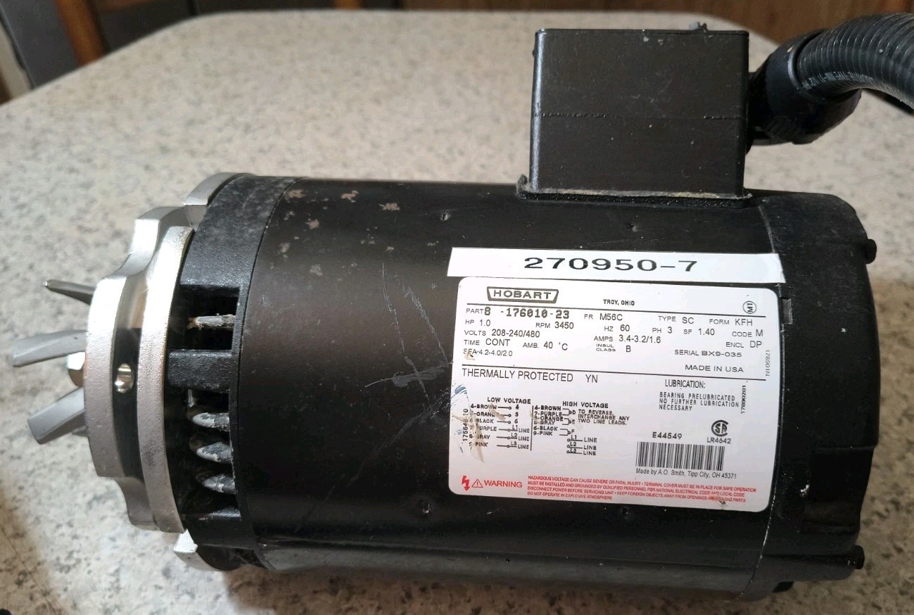 Hobart 3 Phase Dishwasher  Motor 1.0HP 8-176010-23