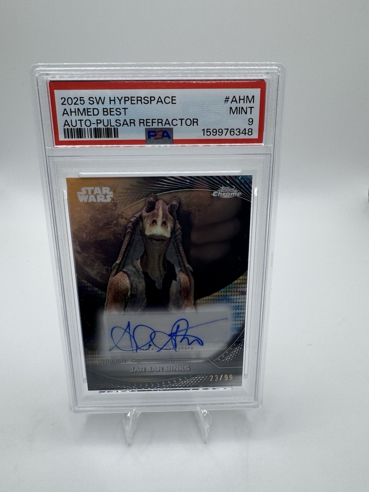2025 Topps Star Wars Hyperspace Ahmed Best Jar Jar Binks Auto Pulsar /99 PSA 9