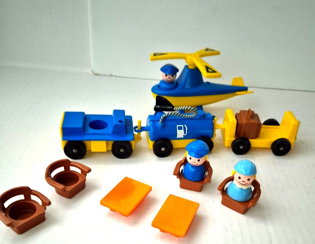 fisher price family jet port helicopter baggage cars and more vintage #933