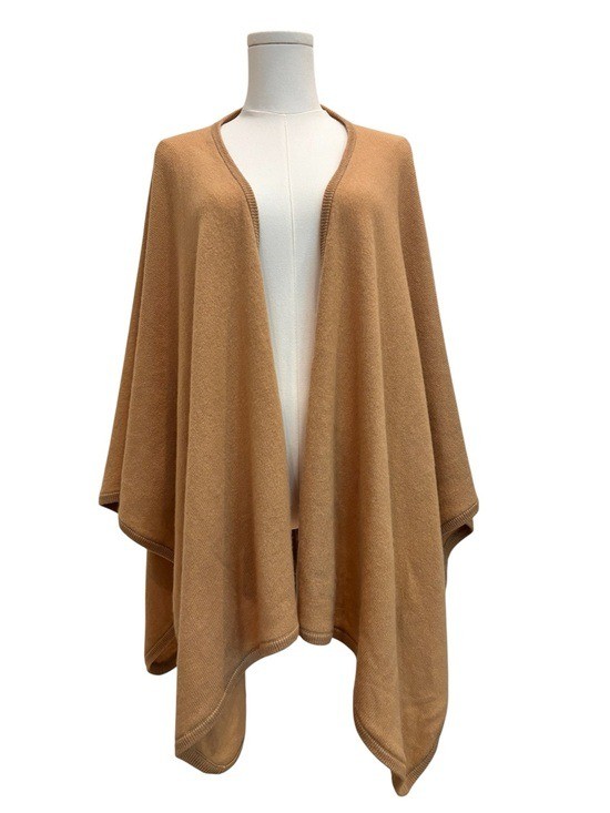 Atelier Nicole Miller Knit Wrap 100% Cashmere Camel OS Atelier Nicole Miller Knit Wrap 100% Cashmere Camel OS