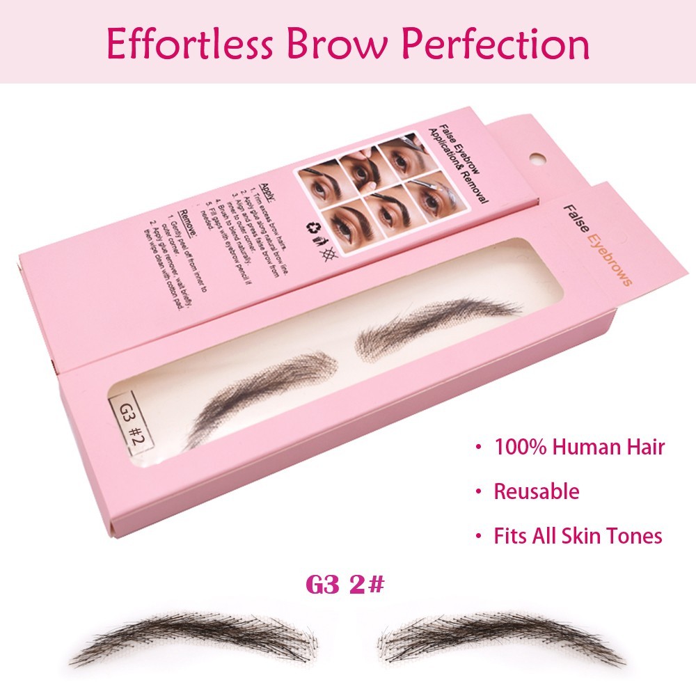 US Seller | Human Hair Women False Eyebrow Handmade Fake Eyebrow for Alopecia