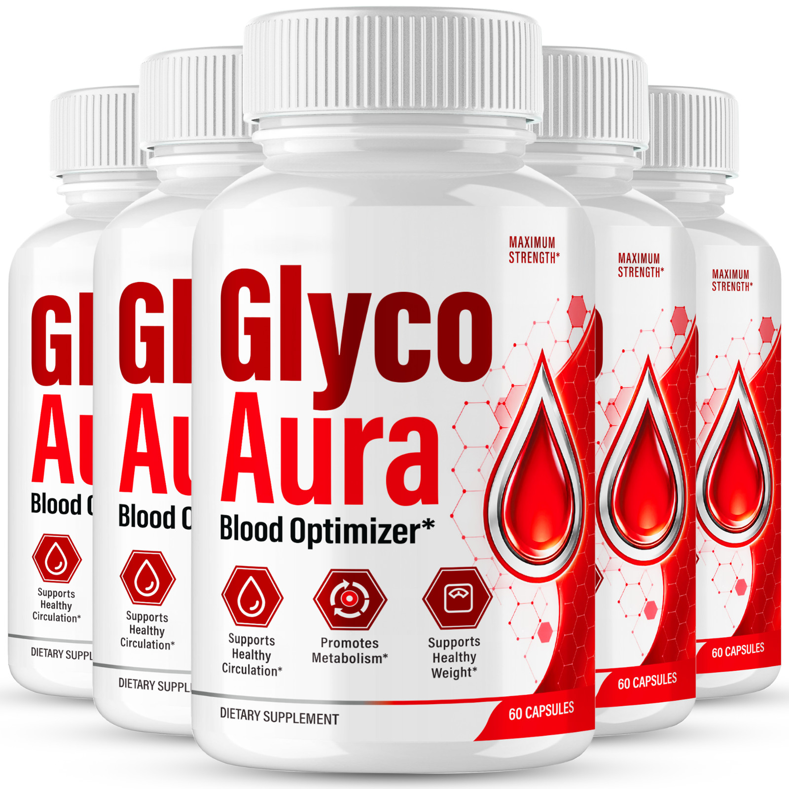 Glyco Aura Capsules, Official GlycoAura Supplement Pills (5 Pack)