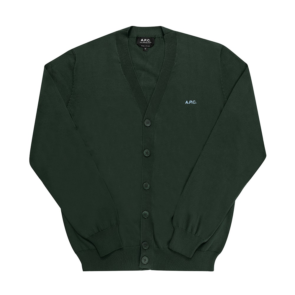 A.P.C. New Joseph V-Neck Men\'s Cardigan COGDK H22229 Military Kaki