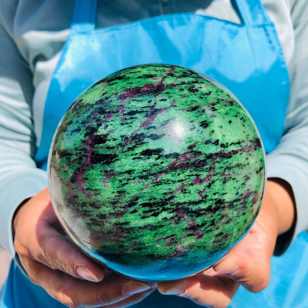 5.5LB Natural Red and Green Treasure Ball Quartz Crystal Sphere Healing  4900