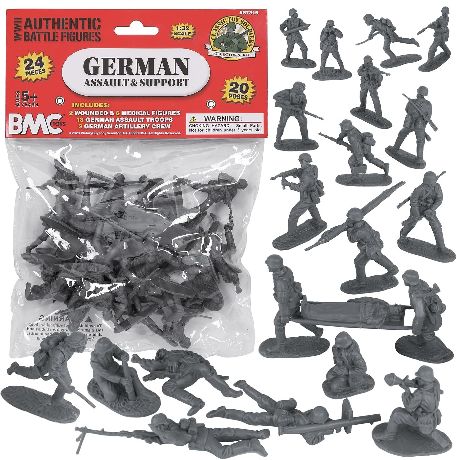 BMC CTS WW2 German Assault & Medics Plastic Army Men - 24pc Gray Soldier Figu... BMC CTS WW2 German Assault & Medics Plastic Army Men - 24pc Gray Soldier Figu...