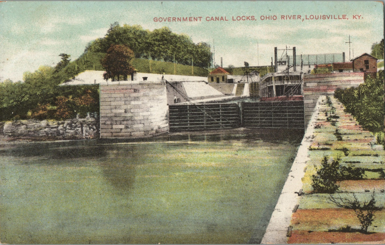 Government Canal Locks Ohio River Louisville Kentucky Columbia 1908 Postcard Government Canal Locks Ohio River Louisville Kentucky Columbia 1908 Postcard