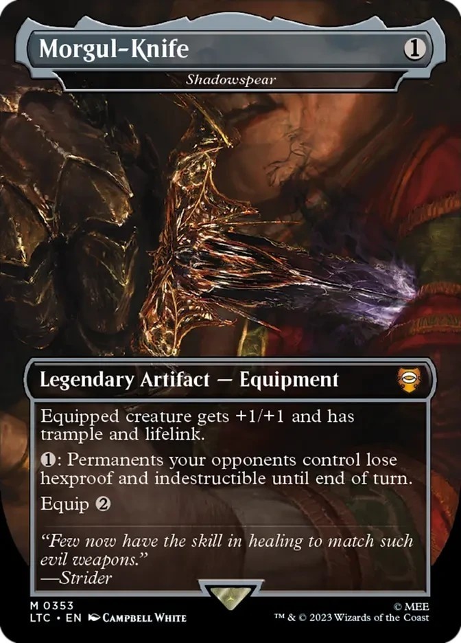 Morgul-Knife - Shadowspear (Borderless Foil) The Lord of the Rings Playtest Card Morgul-Knife - Shadowspear (Borderless Foil) The Lord of the Rings Playtest Card