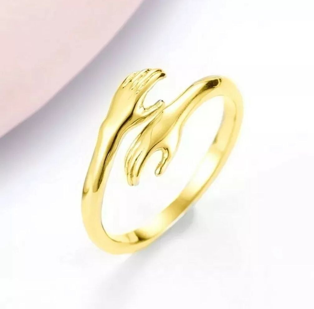 New Vintage Creative Love Hug Ring Men Women Adjustable Gothic Fashion Silver