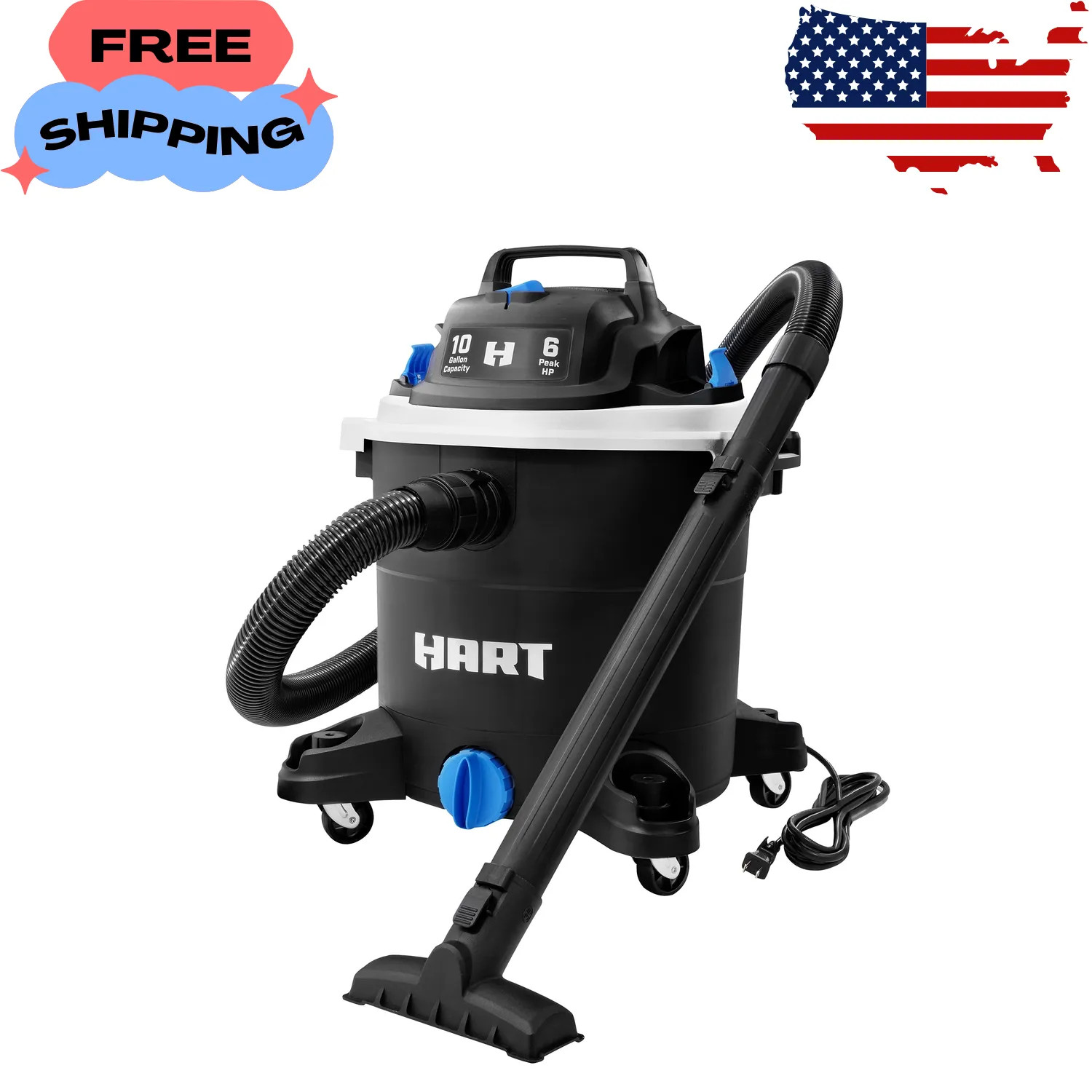 10 Gallon 6 Peak HP Wet Dry Vacuum Shop Vac with Locking Accessories 10 Gallon 6 Peak HP Wet Dry Vacuum Shop Vac with Locking Accessories