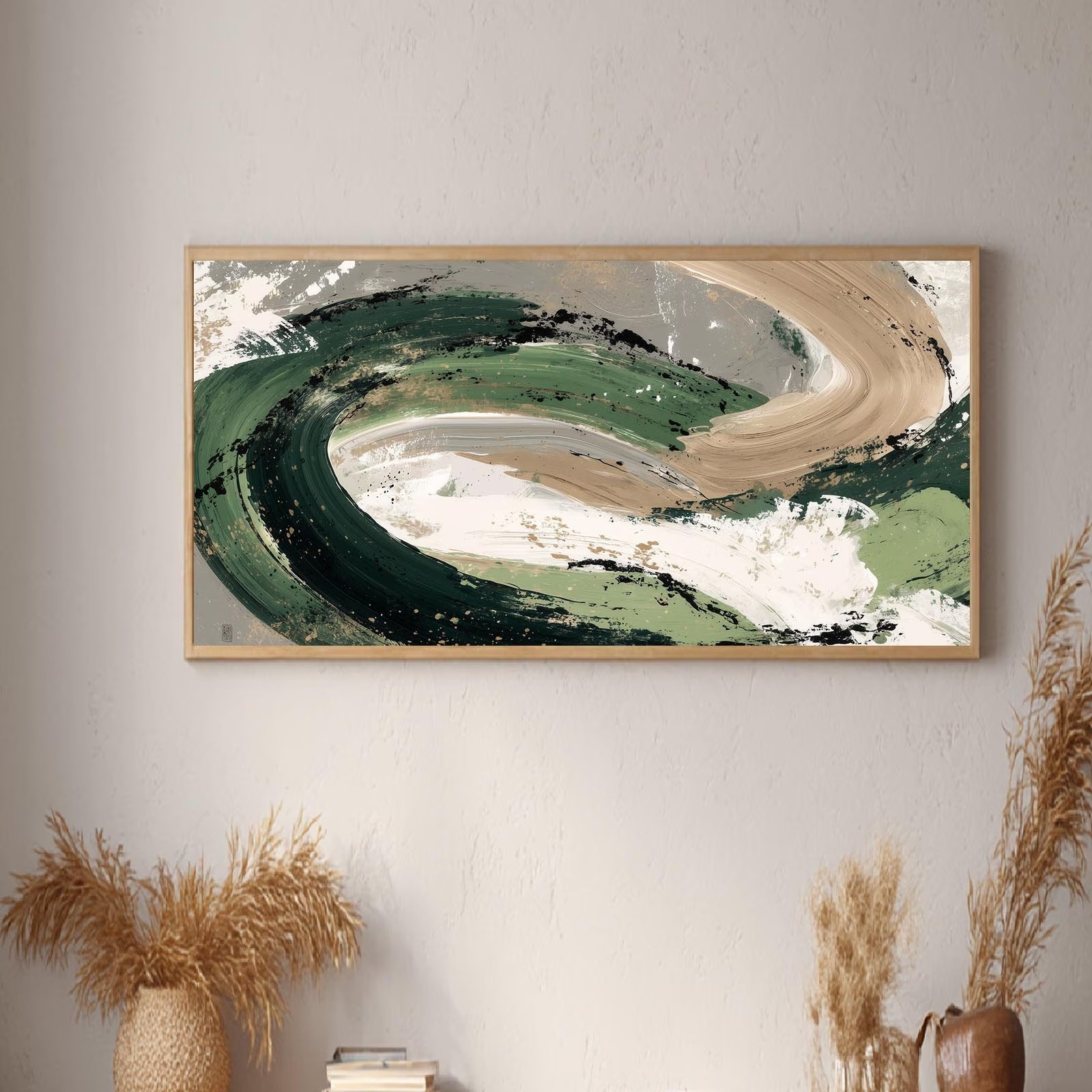 Abstract Green Canvas Print Wall Art for Living Room Bedroom Decoration Frameles