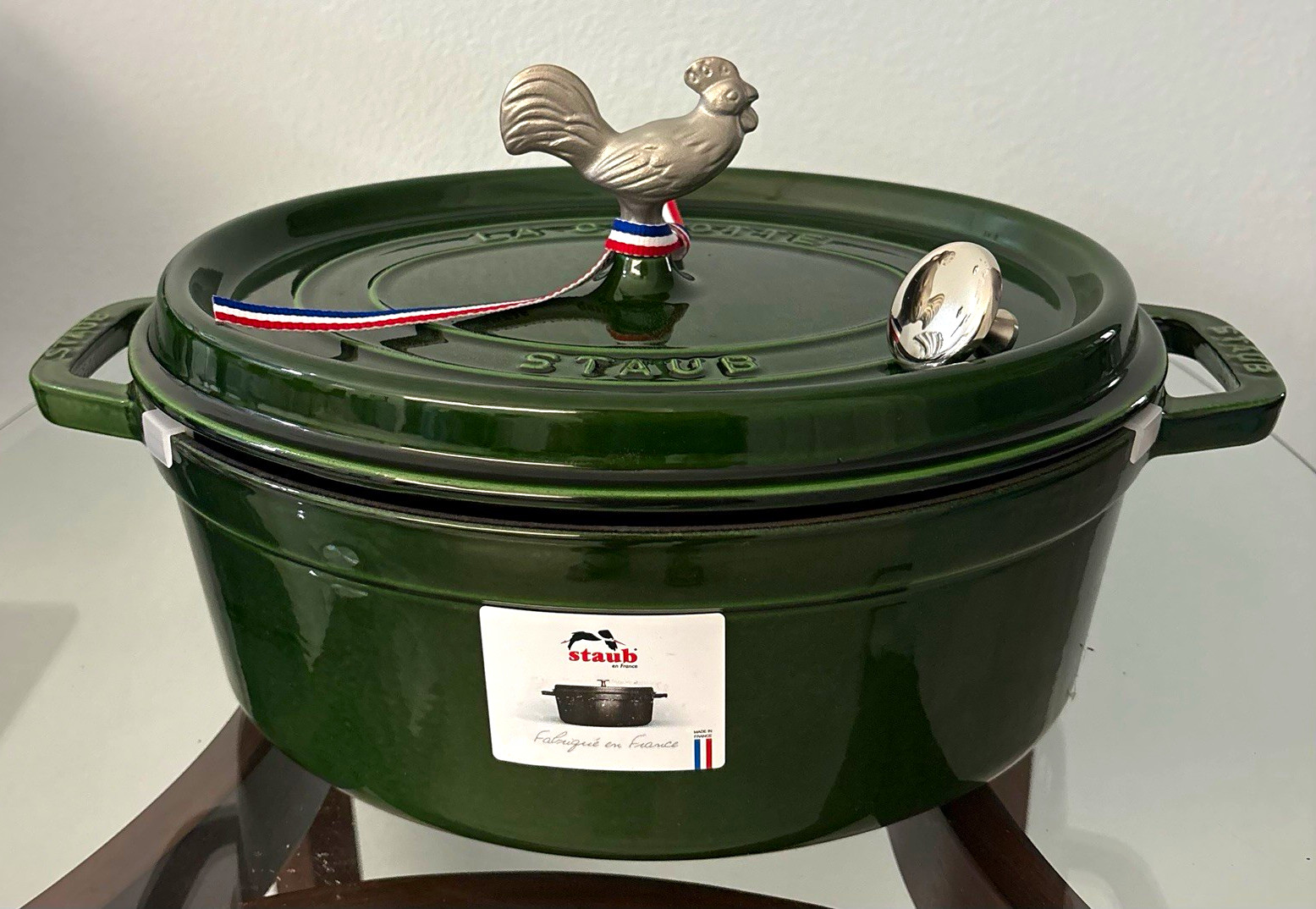 Rare Vintage Staub Basil 31 cm Oval Cocotte 5.5L / 5.75 Qt Rooster Knob