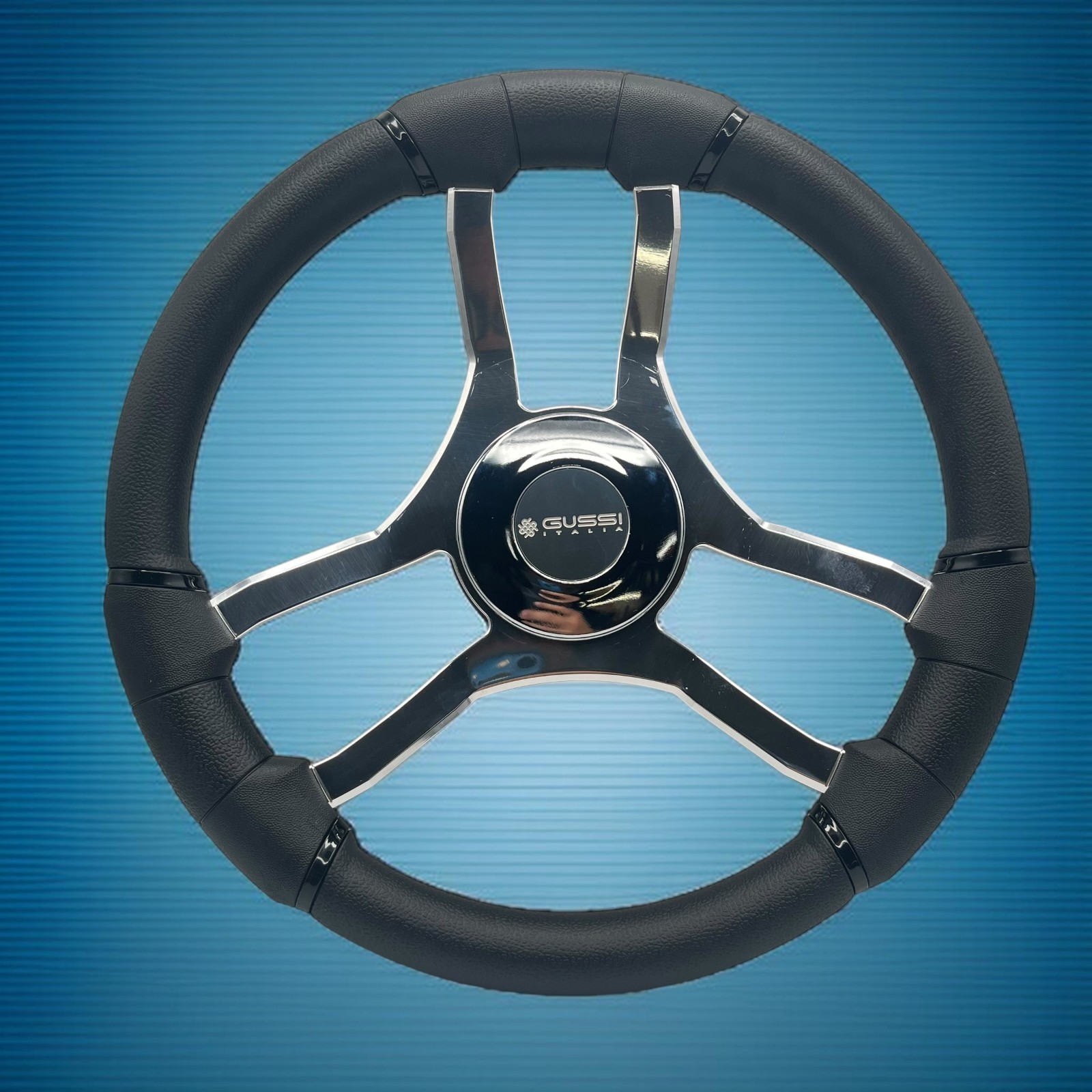 Malera Boat Steering Wheel Chrome Spokes | ABS Chrome Dome - Gussi SS Center Malera Boat Steering Wheel Chrome Spokes | ABS Chrome Dome - Gussi SS Center