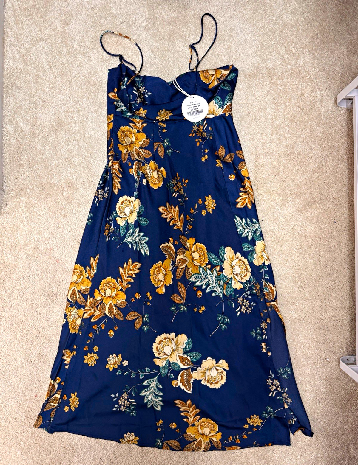 Petal & Pup Doriah Maxi Dress Navy Floral Strappy Sleeveless Womens 6