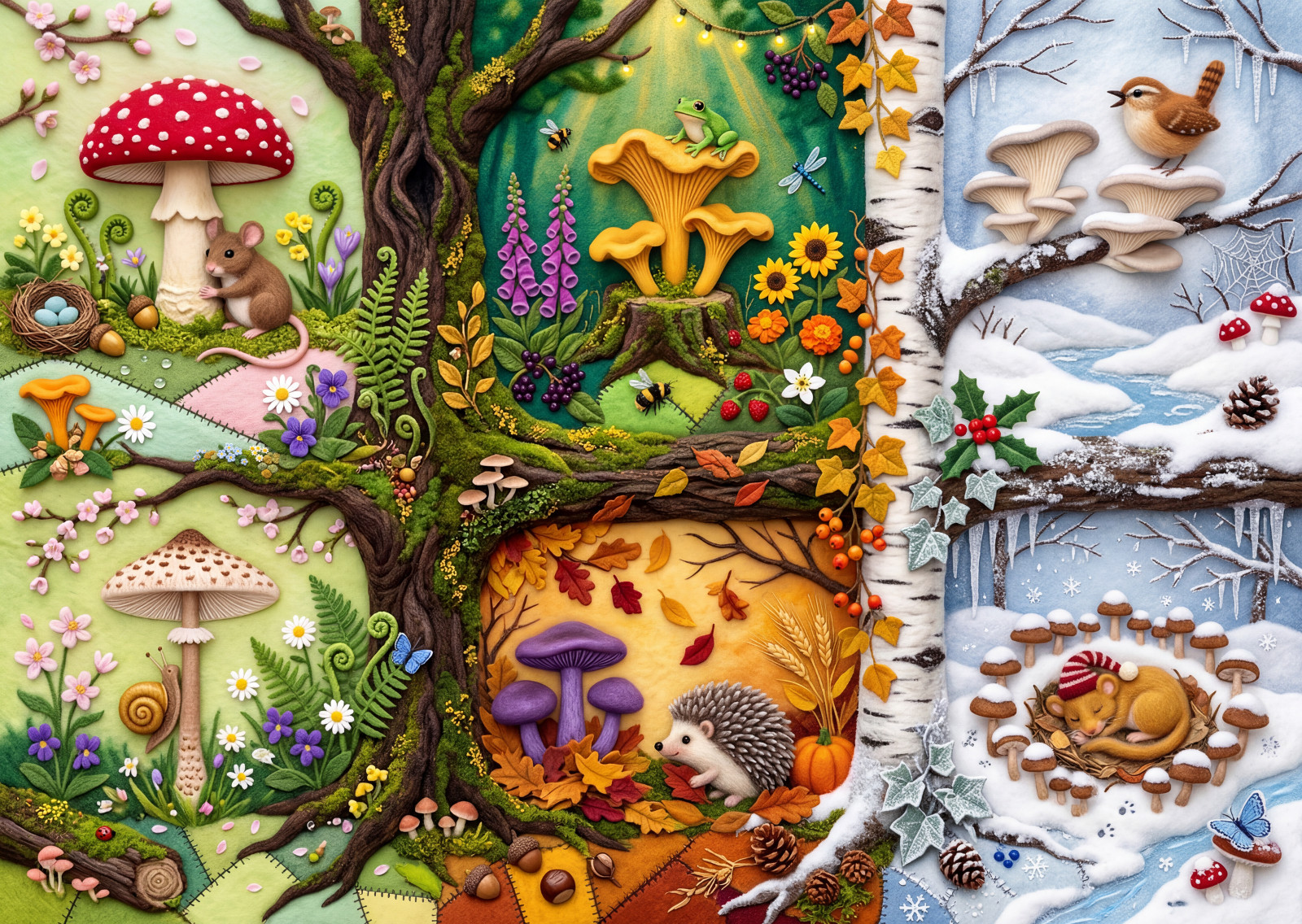 1000 Piece Jigsaw Puzzle for Adults – Enchanted Four Seasons Forest | Whimsical 