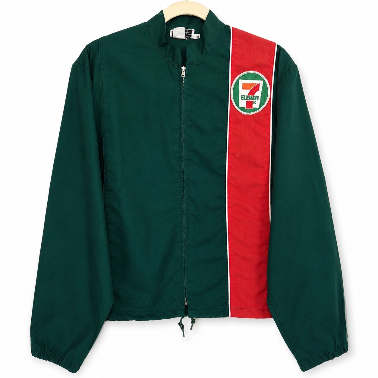 Vintage 7-Eleven Employee Zip Jacket Green 90s 711 Canvas Uniform Workwear USA
