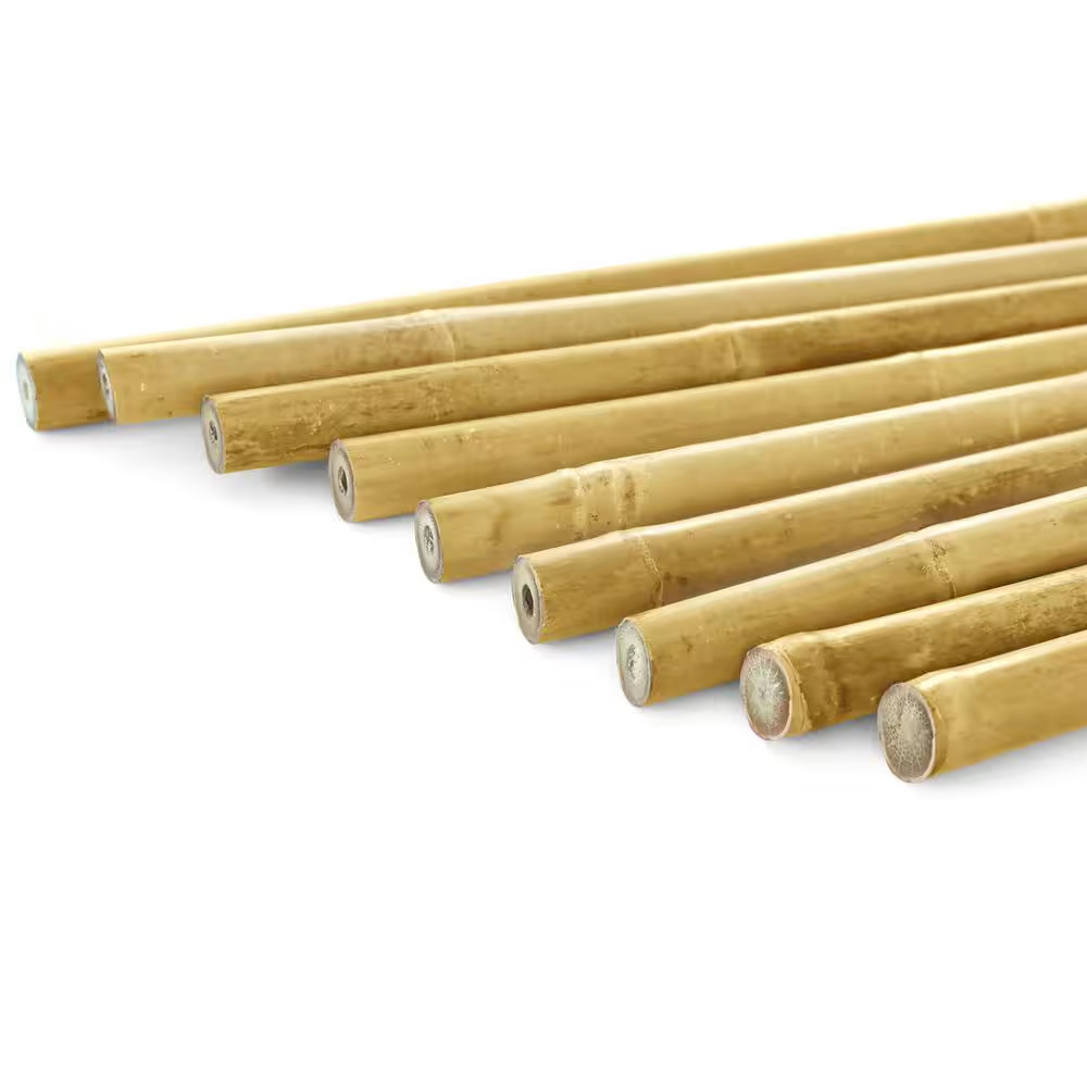 8 Ft. X 3/4 In. Natural Bamboo Garden Plant Stakes for Climbing Support (10-Pack