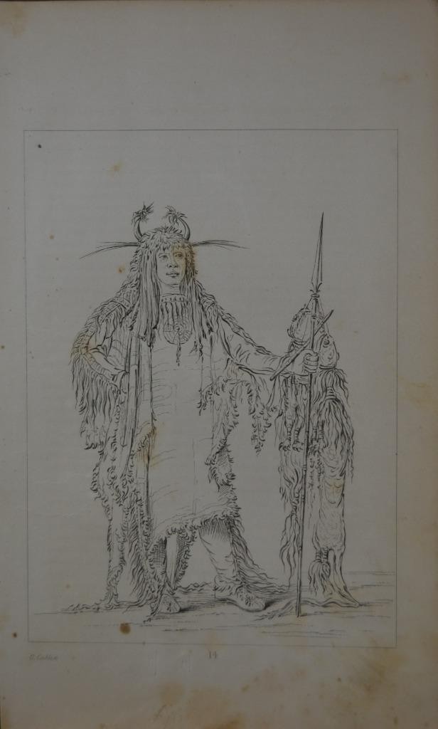 Antique 1840\'s Native American Engraving Art Portrait American History