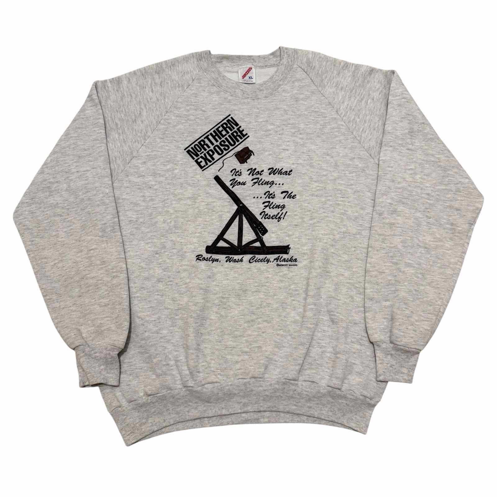 VTG Northern Exposure Piano Fling Roslyn WA Cicely AK Sweatshirt XL Jerzees USA