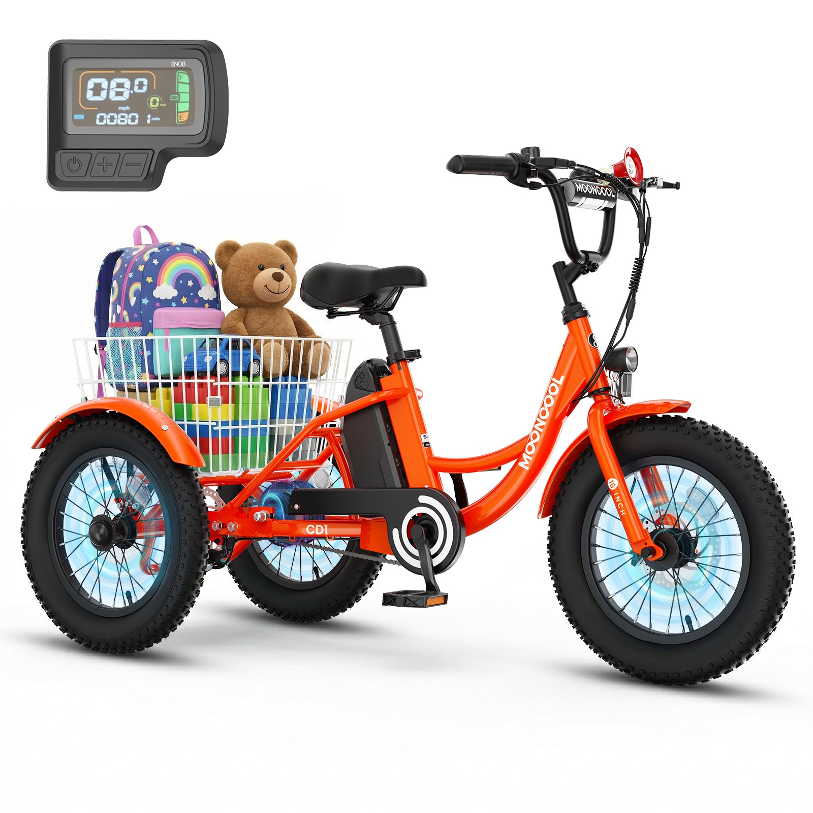 MOONCOOL 24V 16Iin Electric Tricycle for kids,Fat Tire Tricycle Electric Trike MOONCOOL 24V 16Iin Electric Tricycle for kids,Fat Tire Tricycle Electric Trike