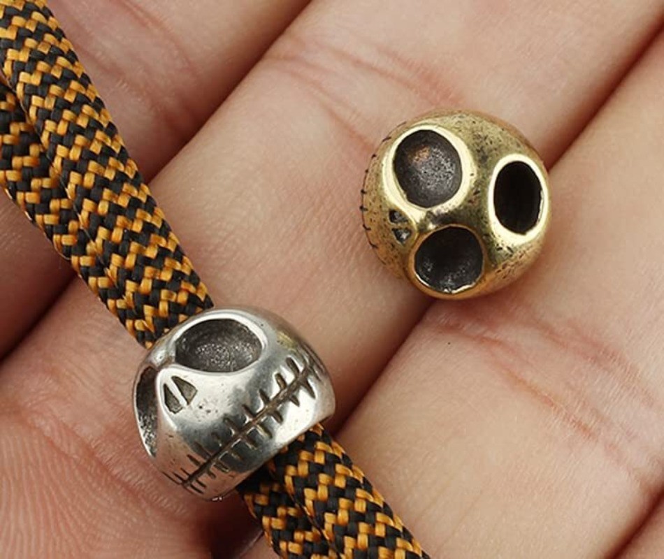 Pumpkin Lanyard Bead Skull Paracord Knife Beads Solid Brass EDC Pendant