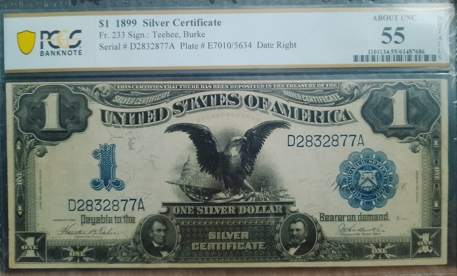 1899 $1 Silver Certificate Black Eagle PMG 55 