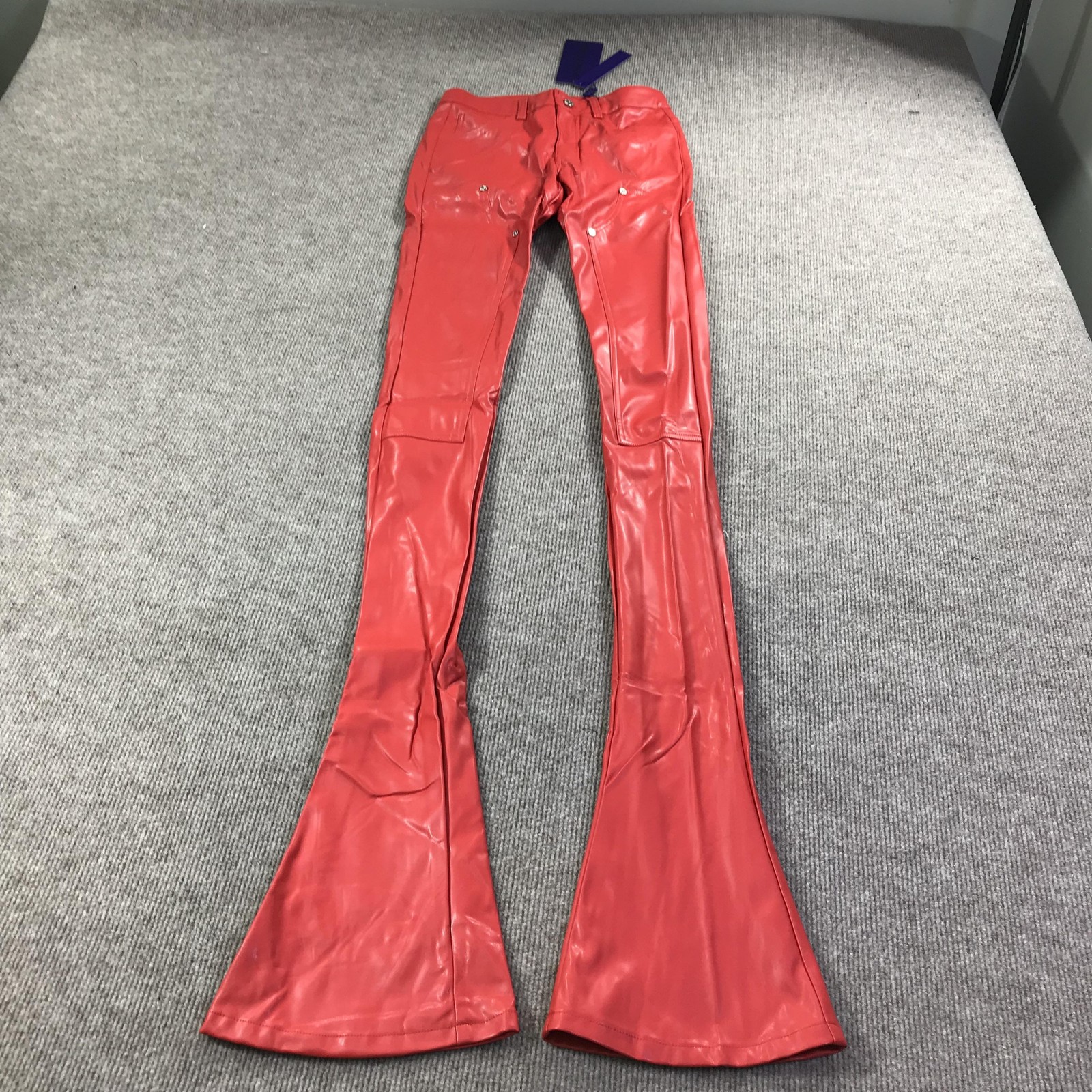 Guapi Blood Diamond Pants Womens 28 Red Flared Faux Leather Limited Edition 100