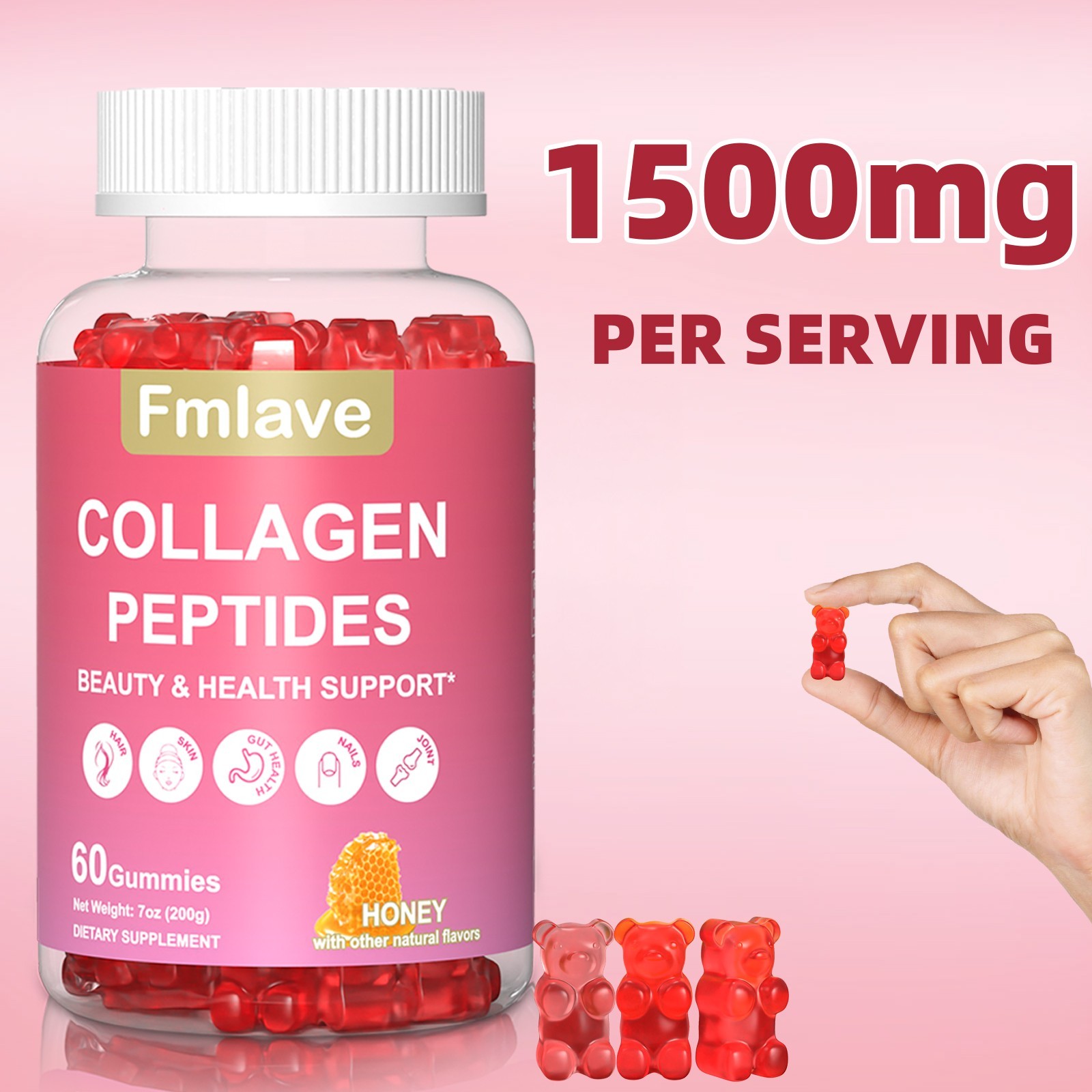 Collagen Vitamin Gummies for Hair, Skin & Nails, Premium Collagen Supplement