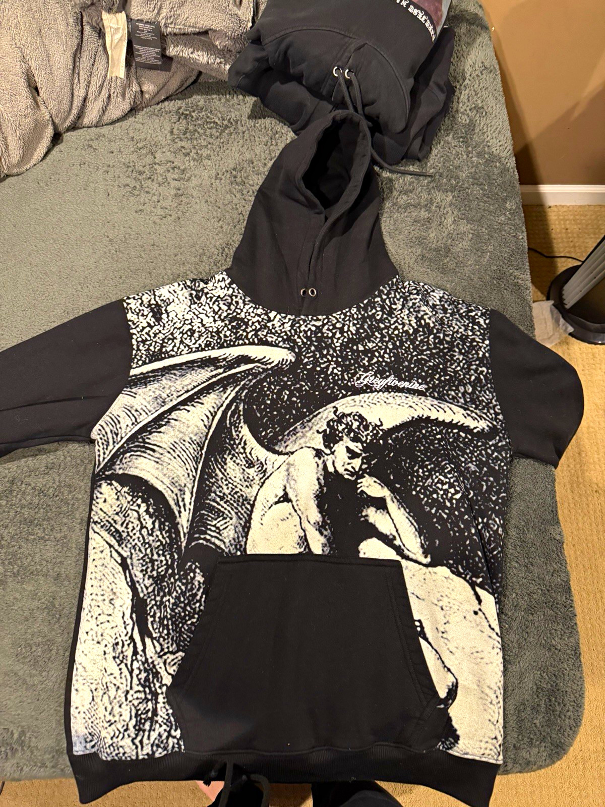 Rare G59 Suicide Boys Fallen Angel Statue Graphic Hoodie Black Size XL G*59