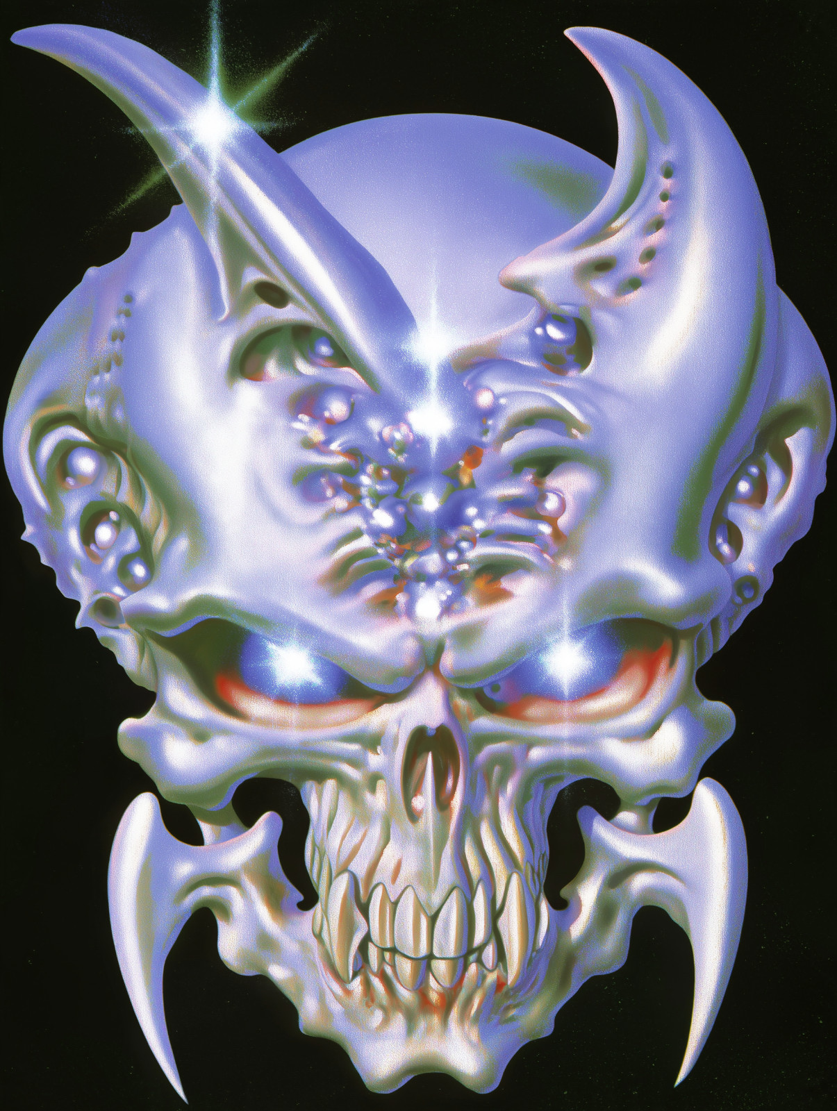Futuristic Demon Skull Chrome Gothic Art Poster 18x24in Futuristic Demon Skull Chrome Gothic Art Poster 18x24in