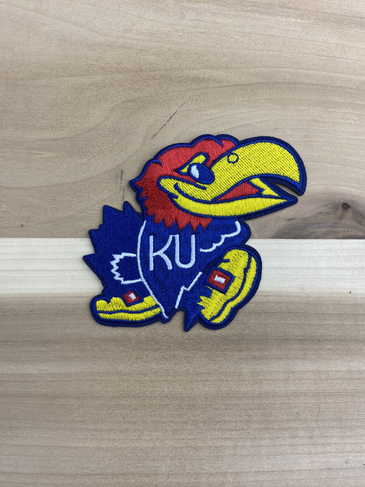 KANSAS UNIVERSITY KU JAYHAWKS 3.5” LOGO IRON ON PATCH KANSAS UNIVERSITY KU JAYHAWKS 3.5” LOGO IRON ON PATCH