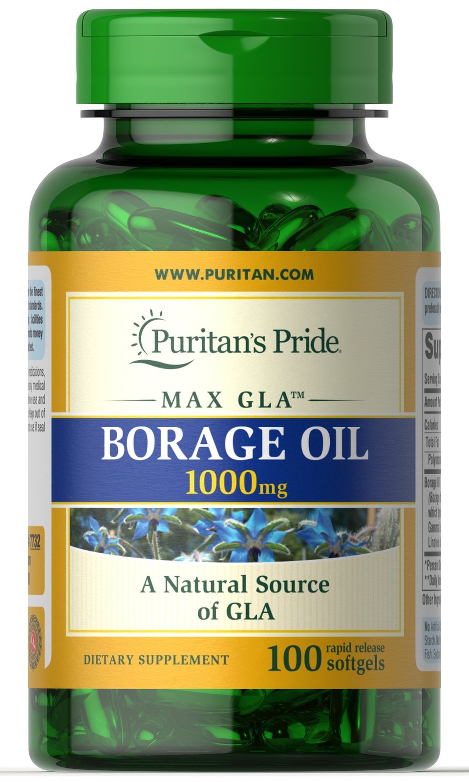 Puritan\'s Pride Borage Oil 1000 mg - 100 Softgels