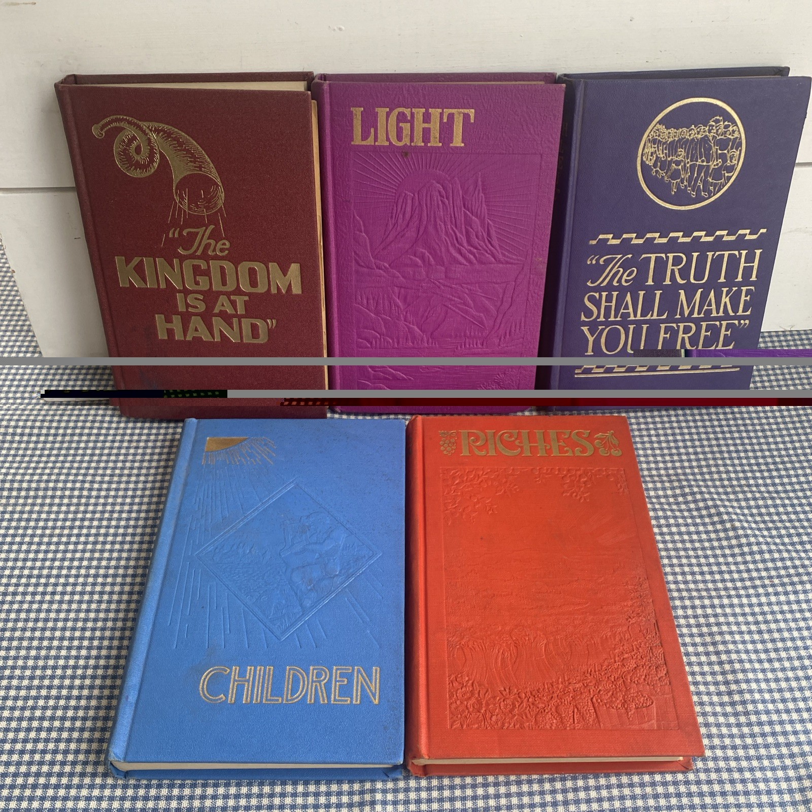 JF Rutherford 5 Lot Watchtower Bible Tract Books 1st Ed 1936-44 Jehovah Witness